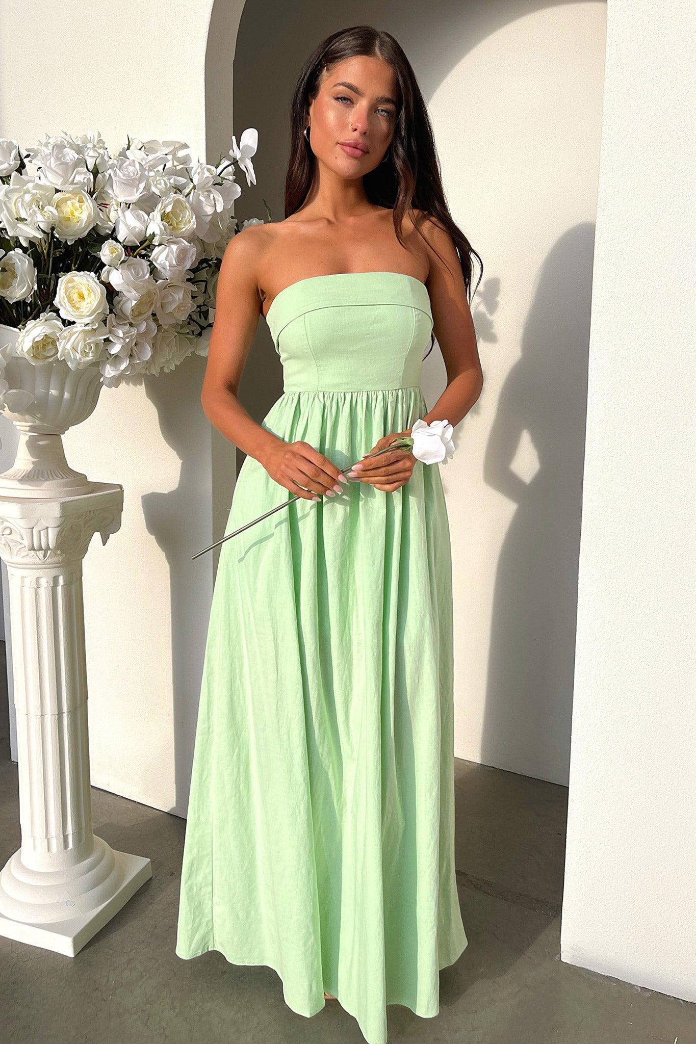 Cornell Maxi Dress in Sage Green - Flowy Boho Summer Dress for Beach, Vacation & Casual Outings
