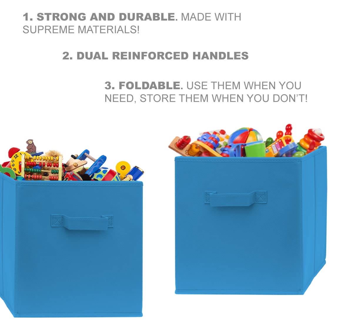 Pomatree 8-Pack Fabric Storage Cubes - Foldable Closet & Toy Organizer Bins for Home, Kids Room, Nursery & Playroom (Blue) - Perfect for Closet Organization, Toy Storage & Nursery Decor