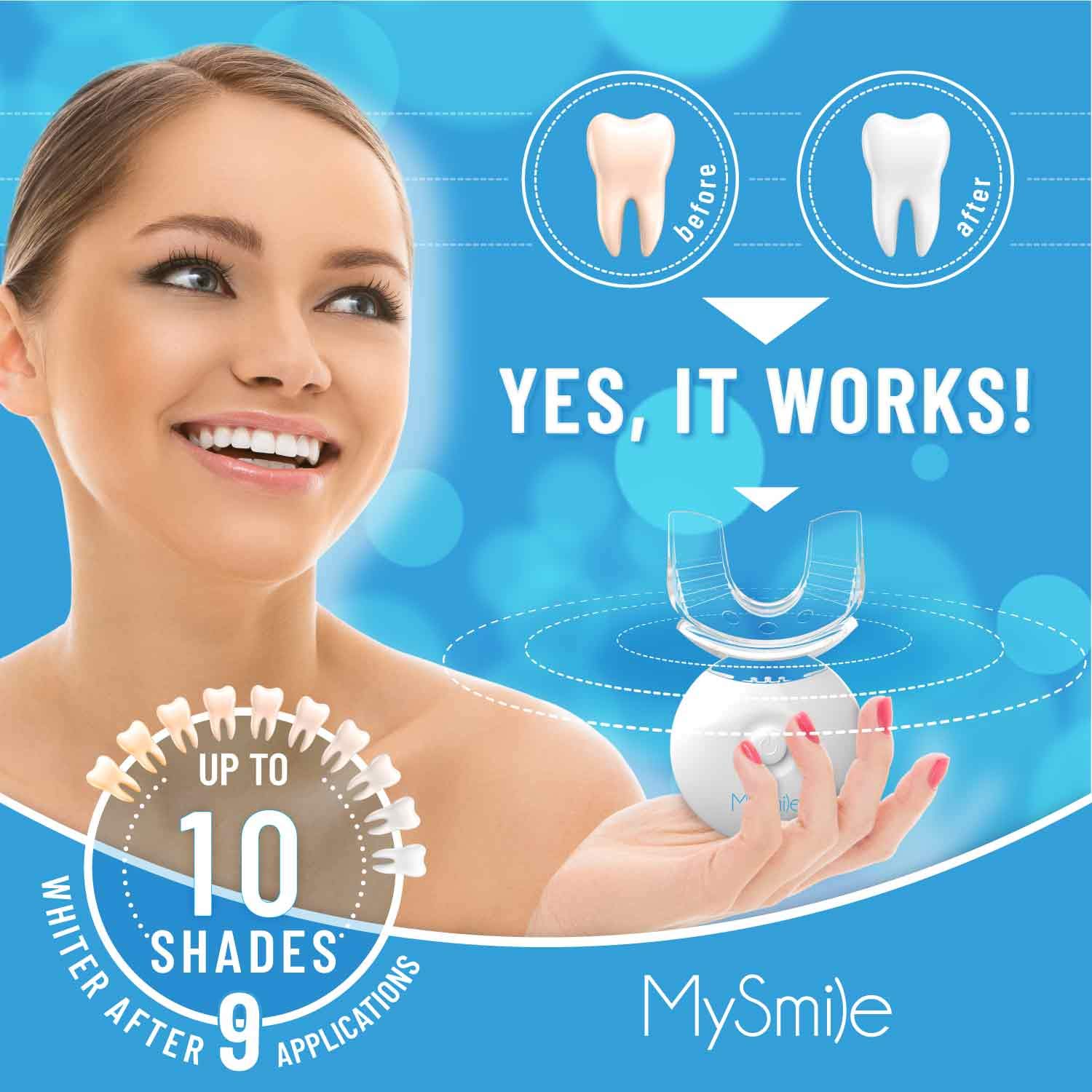 MySmile Teeth Whitening Kit with LED Light & Cordless Water Flosser Combo - Professional Dental Care for Brighter Smile at Home, Travel, and Office Use