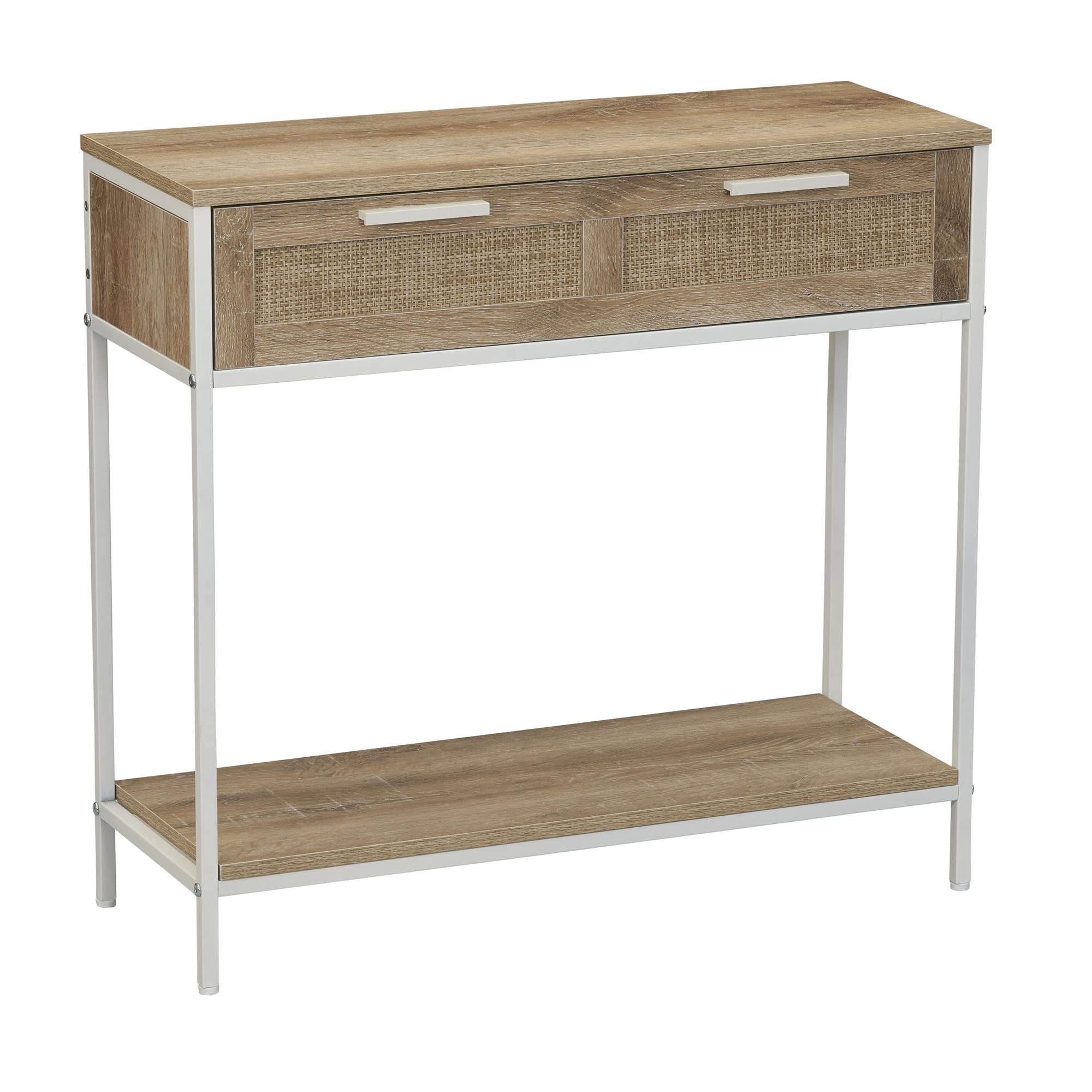 Coastal Oak Finish Bungalow Console Table - Rustic Entryway Furniture for Hallway, Living Room & Foyer Decor | Solid Wood Sofa Table with Storage Shelf