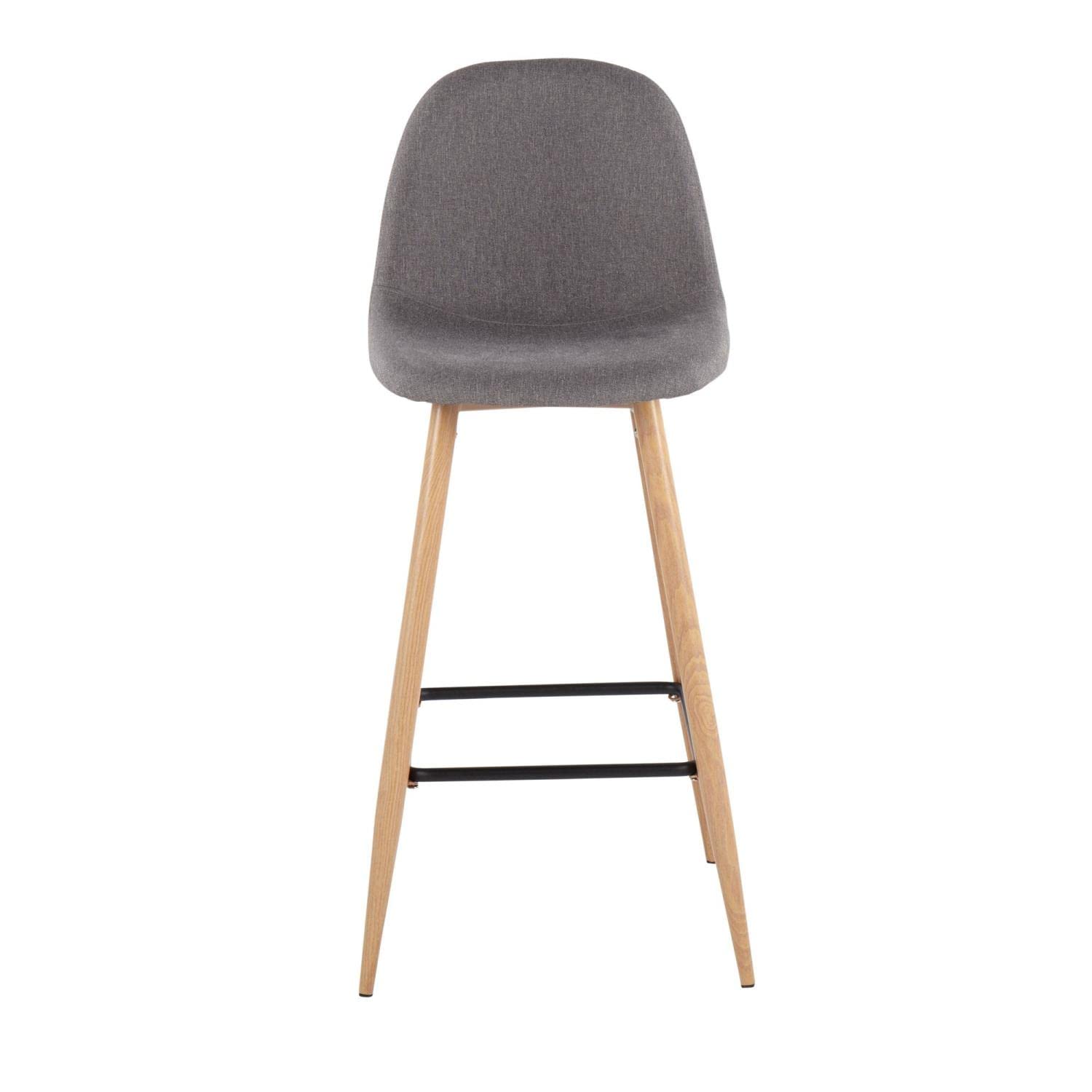 LumiSource Pebble Bar Stool Set of 2 - Modern Counter Height Bar Chairs with Comfortable Seat for Kitchen Island, Breakfast Nook & Home Bar Decor