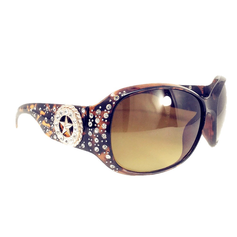 Texas West Women's Rhinestone Sunglasses - UV 400 Protection, Stylish PC Lens, Multi Concho Design - Perfect for Beach, Driving & Outdoor Fashion Accessories