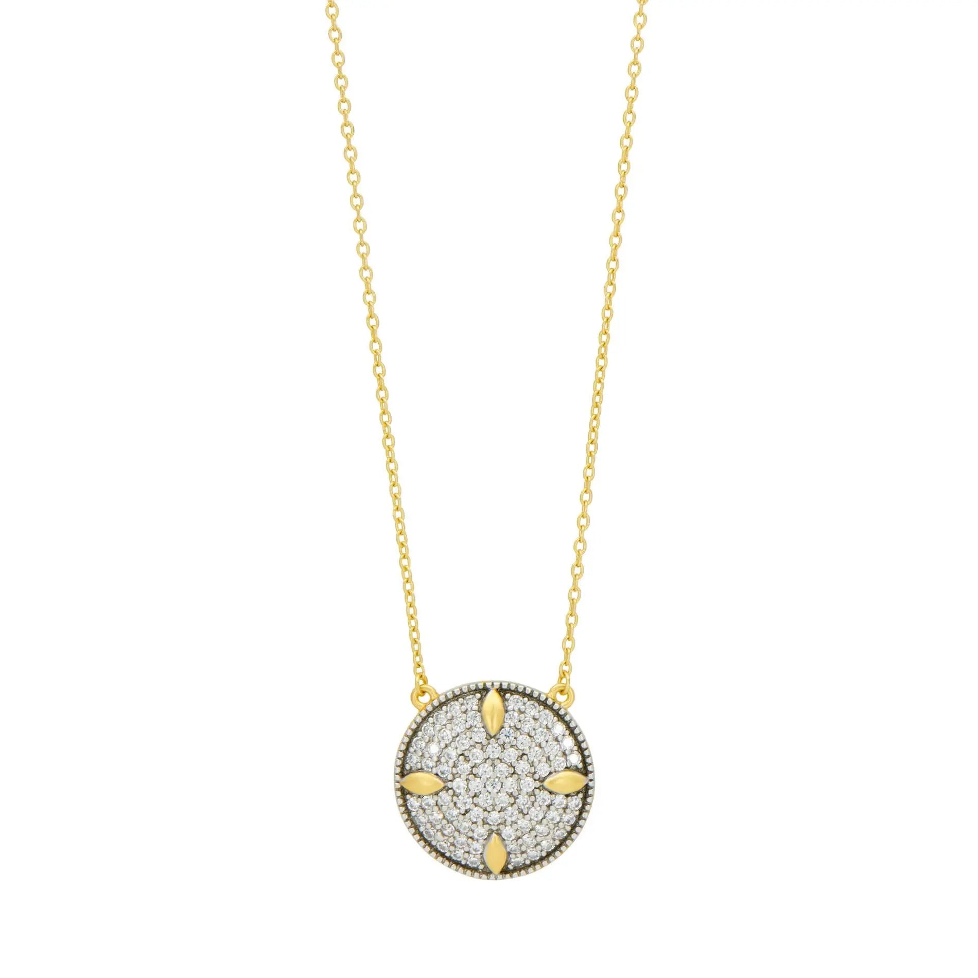 Petals and Pavé Small Pendant Necklace - Dainty Floral Jewelry for Women - Perfect for Weddings, Anniversaries & Everyday Elegance