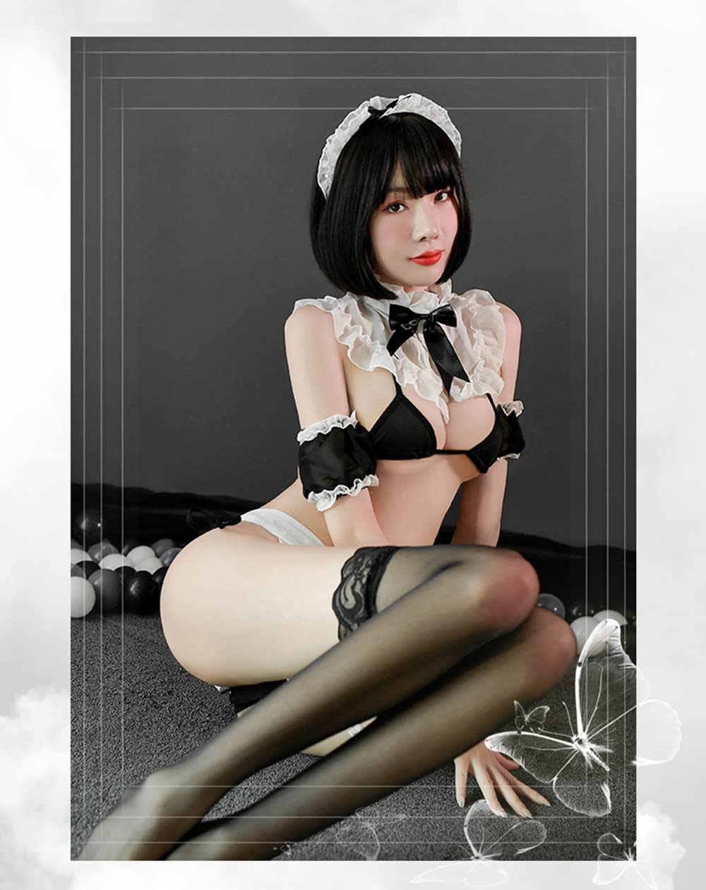 Sexy Maid Costume Set for Women - Lingerie Bras & Panties - Cosplay Outfit for Halloween, Role Play & Boudoir Photography