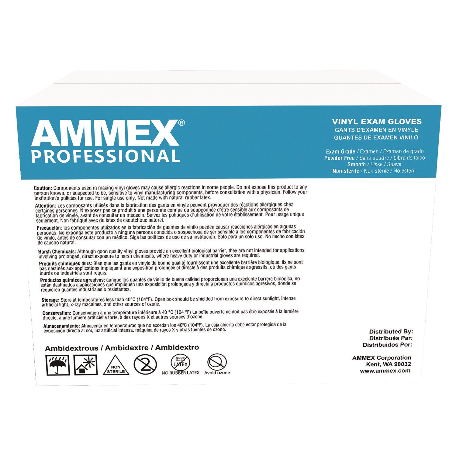 AMMEX® Professional Vinyl Exam Gloves - Powder Free, X-Large, Clear, 100 Count per Box - Ideal for Medical Exams, Food Handling & Cleaning Protection