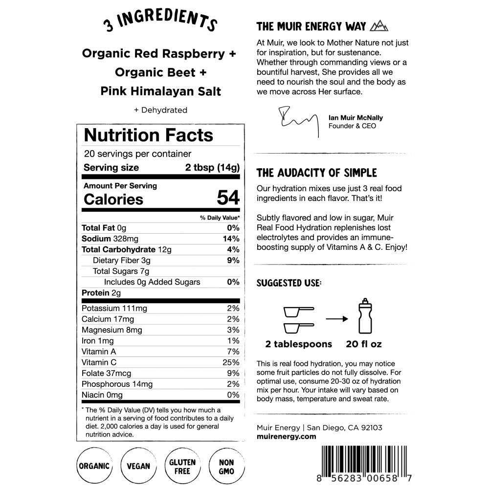 Muir Hydration Mix Powder - Electrolyte Drink Mix for Rapid Rehydration, Energy Boost & Recovery - Perfect for Workouts, Hiking, Travel & Outdoor Activities