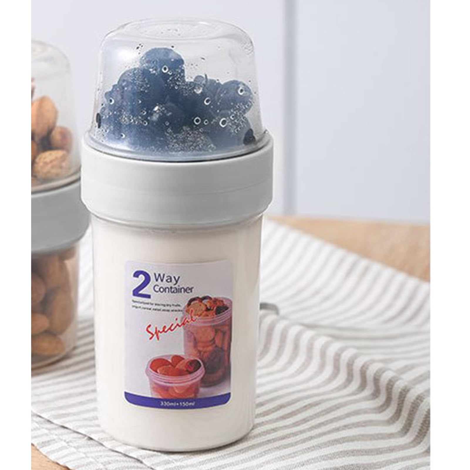 Portable Reusable Breakfast Cups with Lids - Double Layer Food Container for Yogurt, Cereal, Fruit, Milk & Oats | Ideal for On-The-Go Meals, Office Lunch, Picnics & Travel