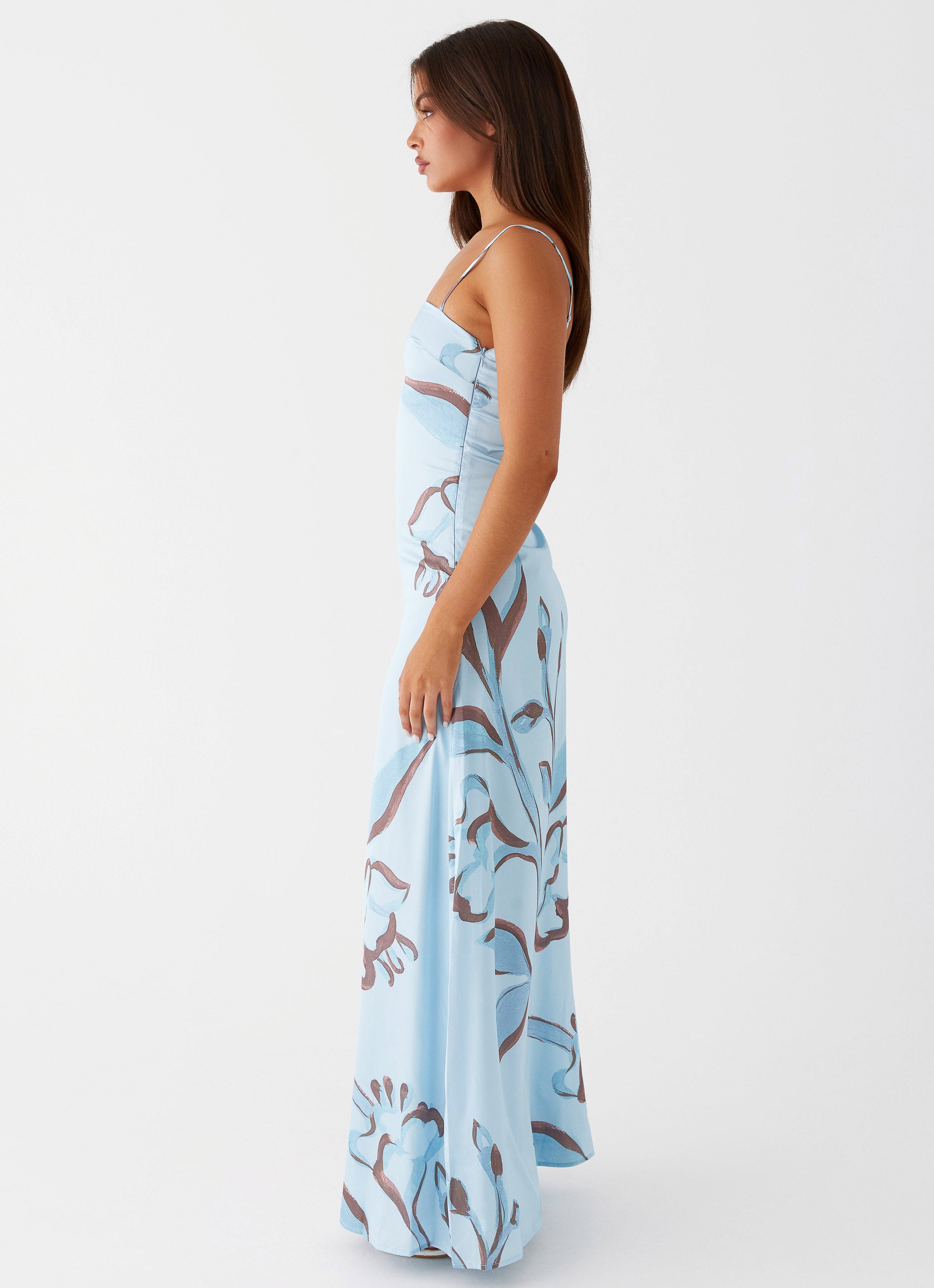 Aster Bloom Maxi Dress - Blue Floral Print Long Summer Dress for Women | Beach Vacation, Boho Party & Casual Outfit