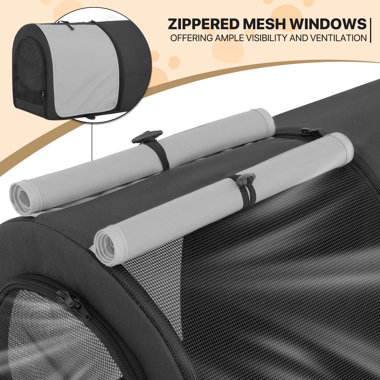 MoNiBloom Double Dog Stroller with Detachable Carrier Bags - Large 4-Wheel Foldable Pet Jogger for Small & Medium Dogs & Cats (Black/Gray) - Perfect for Park Walks, Vet Visits & Outdoor Adventures