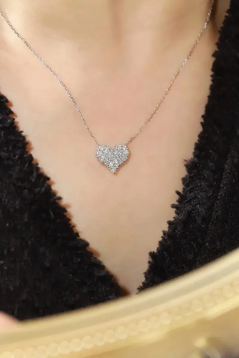 18K White Gold Heart Shaped Diamond Pendant Necklace - 1.0 Carat Natural Diamond Engagement Jewelry for Women | Perfect for Valentine's Day Gifts, Anniversary Presents & Special Occasions