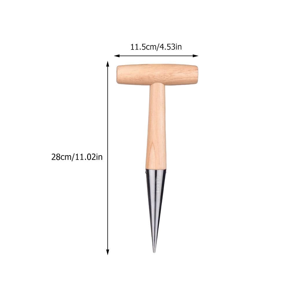 2 Pack Wooden Hand Gardening Tools Set - Stainless Steel Planting Digger & Soil Puncher for Bulbs, Flowers, and Plants | Perfect for Home Garden, Landscaping, and Outdoor Planting