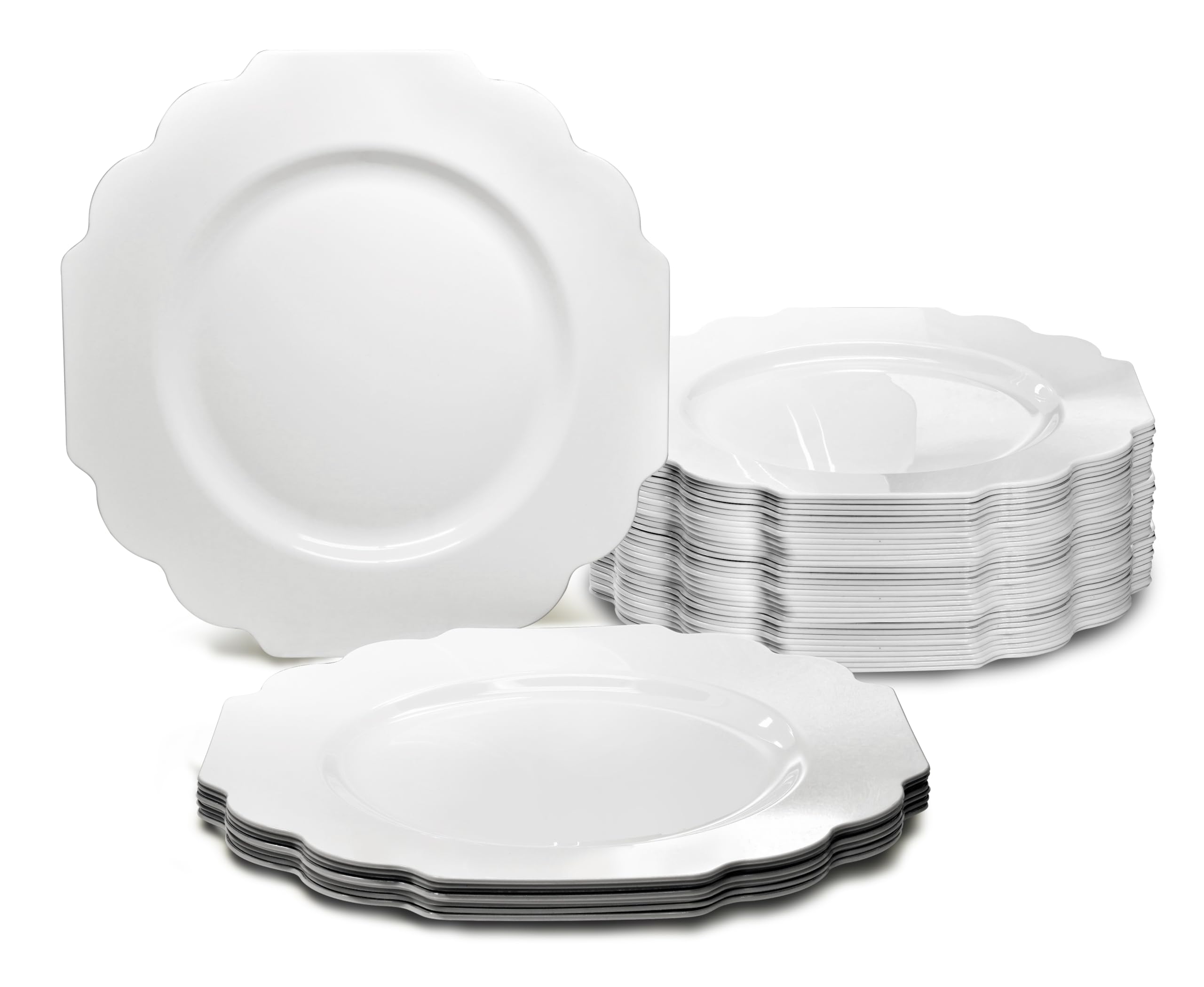 40-Pack Heavyweight Disposable Plastic Plates for Weddings & Parties - 10.5'' Dinner Plates in Classic White | Perfect for Catering, Birthday Celebrations & Outdoor Events
