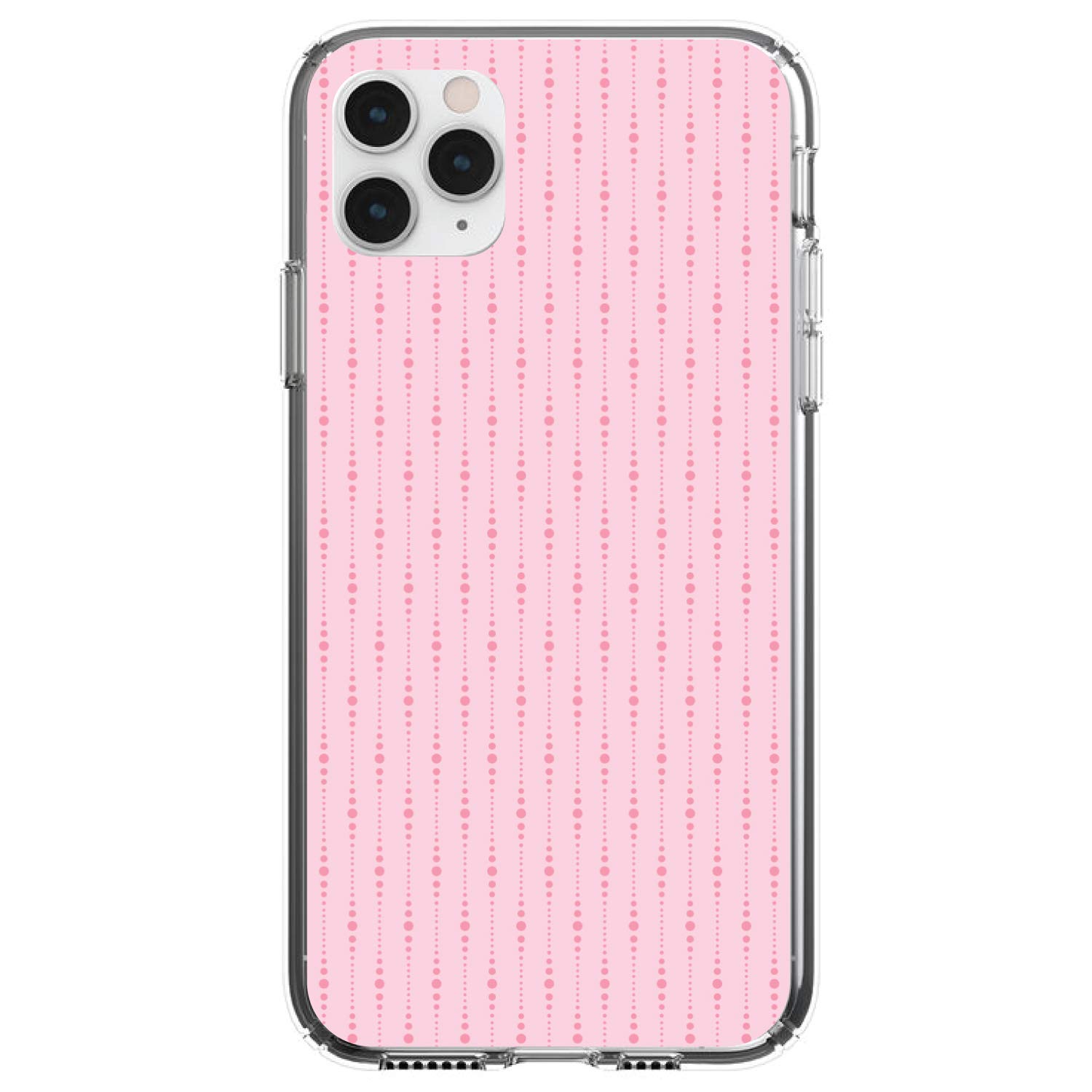 DistinctInk Clear Shockproof Hybrid Case for iPhone 13 Pro (6.1 Inch) - TPU Bumper with Acrylic Back & Tempered Glass Screen Protector - Pink Dot Line Pattern - Perfect for Everyday Protection & Style
