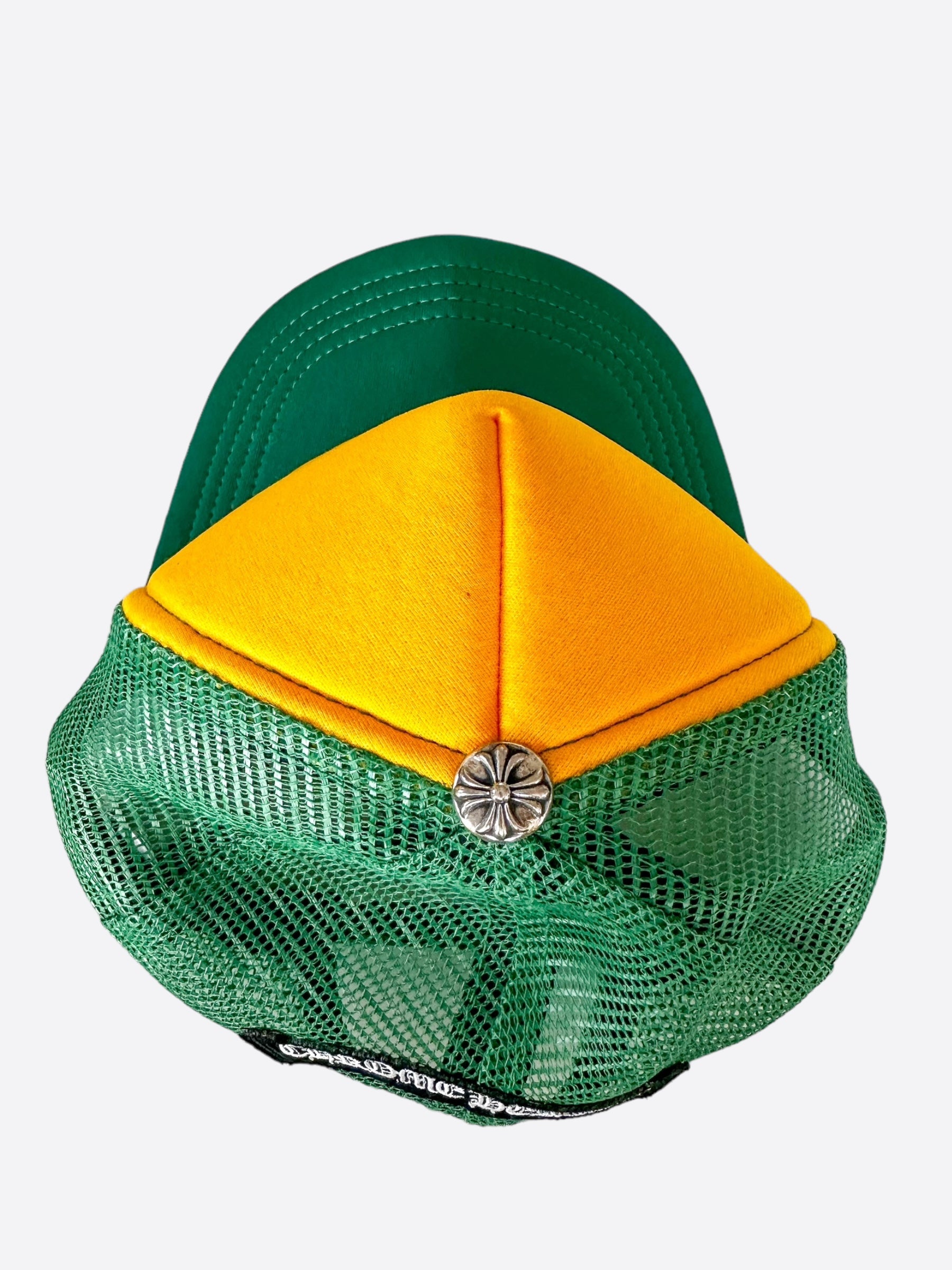 Chrome Hearts Matty Boy Green & Yellow Smiley Trucker Hat - Stylish Unisex Baseball Cap for Streetwear & Hip Hop Fashion
