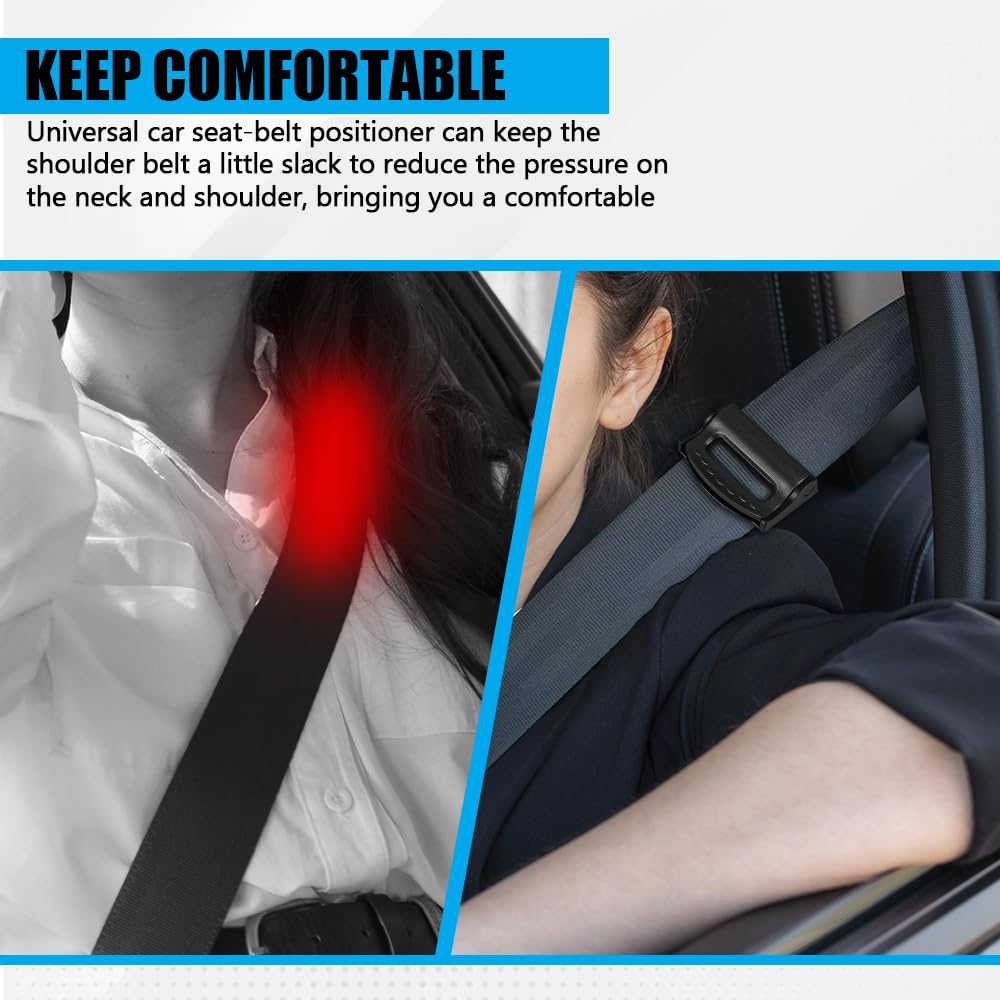 Universal Car Seat Belt Adjuster Clip - Smart Tension Adjuster for Shoulder & Neck Comfort, Black - Perfect for Long Drives & Daily Commutes