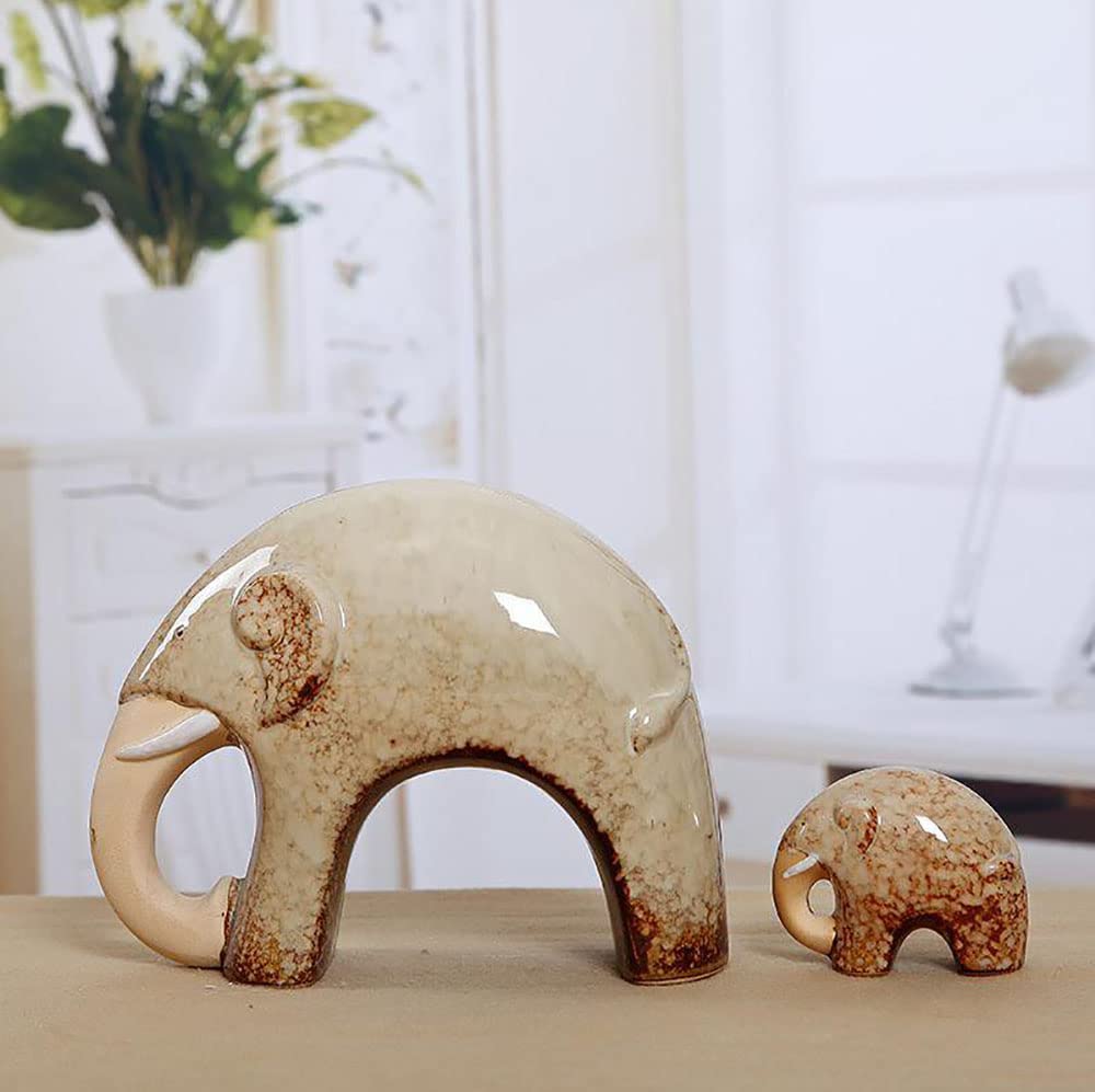 Elephant Decor Statue - Mother & Baby Elephant Figurine Playing with Trunks | Handcrafted Home & Office Decoration | Perfect Gift for Mother's Day, Housewarming & Nursery Decor