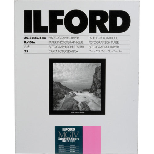 Ilford Multigrade IV RC DeLuxe Glossy Photo Paper - 8x10 Inches, 25 Sheets Pack - Premium Black & White Printing for Darkroom, Art Photography & Fine Art Projects