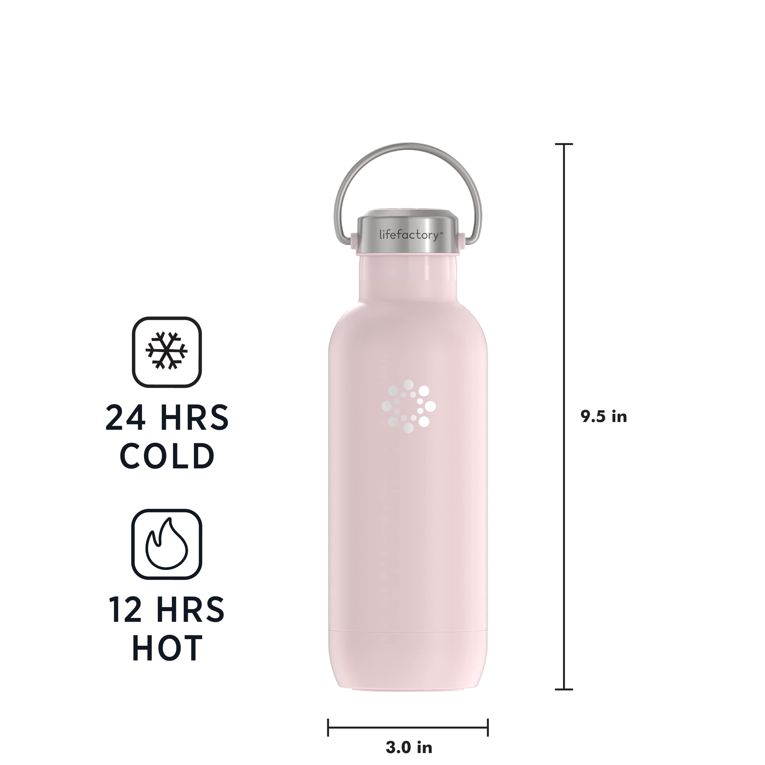 LifeFactory Stainless Steel Vacuum-Insulated Water Bottle - 20oz, Desert Rose - Perfect for Gym, Hiking & Outdoor Activities