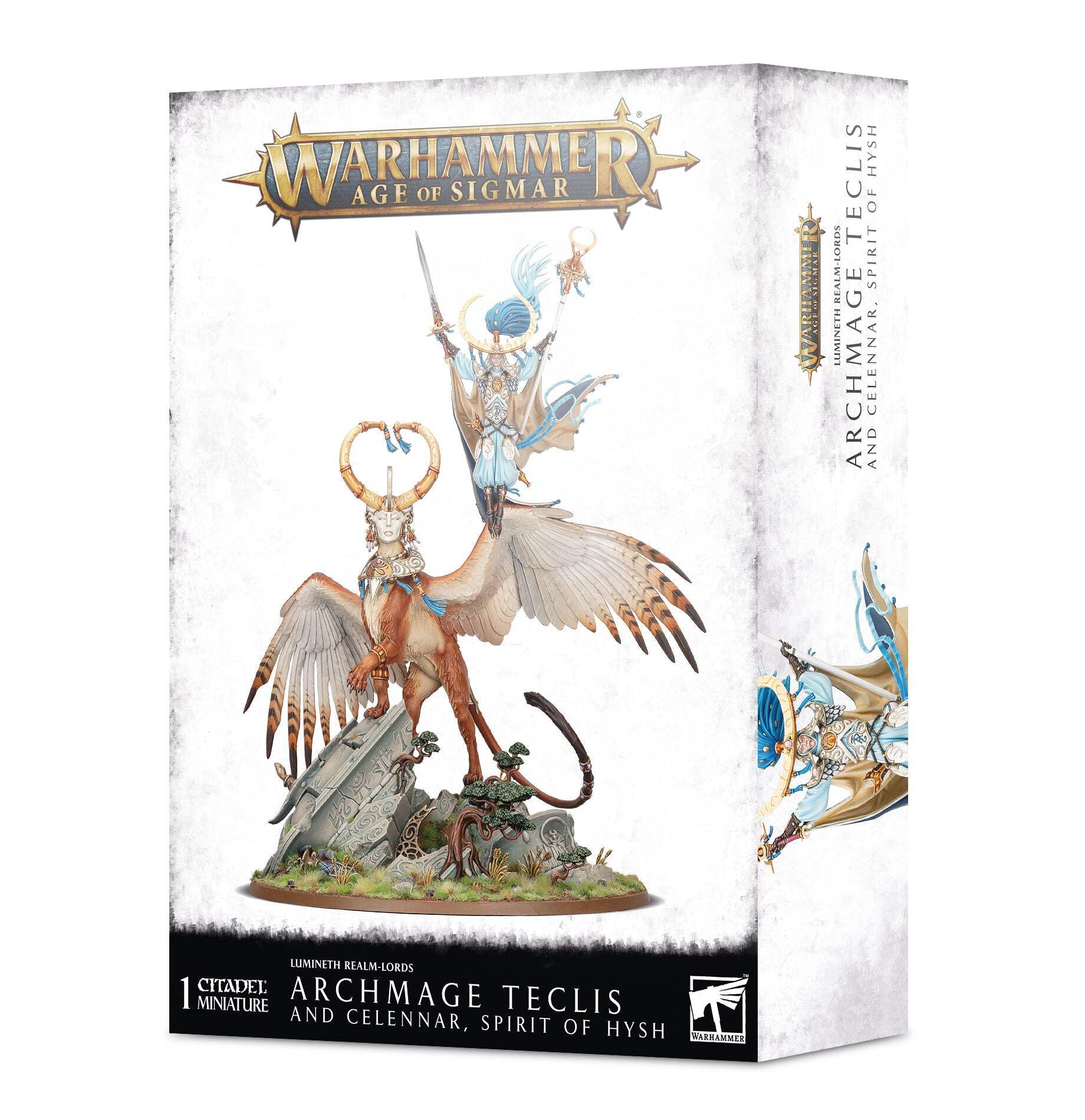 Games Workshop Warhammer Age of Sigmar Lumineth Realm-Lords Archmage Teclis Miniature - High Fantasy Wargaming Figure for Tabletop Battles & Collectors