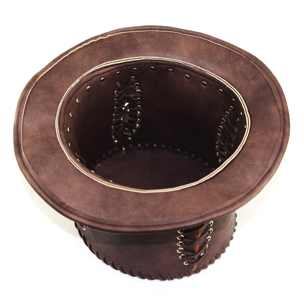 Steampunk Top Hat with Removable Goggles - Premium PU Leather Cosplay Hat for Men & Women | Victorian Costume Accessory for Halloween, LARP, Dance Performances & Themed Parties