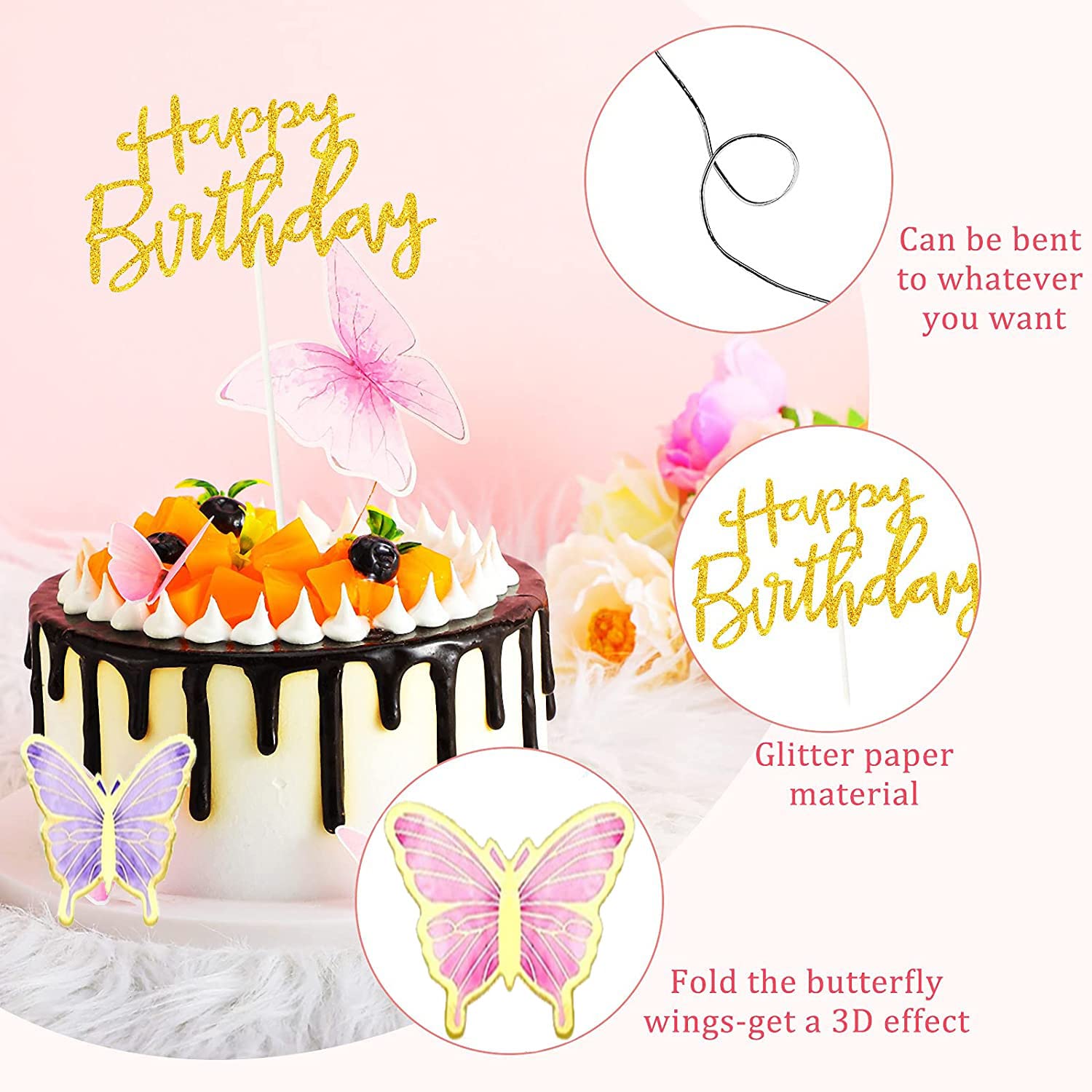 Handmade Unicorn Cake Topper with 10 Gold Swirl Candles & Cake Cutter - Includes Eyelashes for Magical Birthday Parties, Baby Showers & Weddings | Perfect Unicorn Cake Decorations for Girls