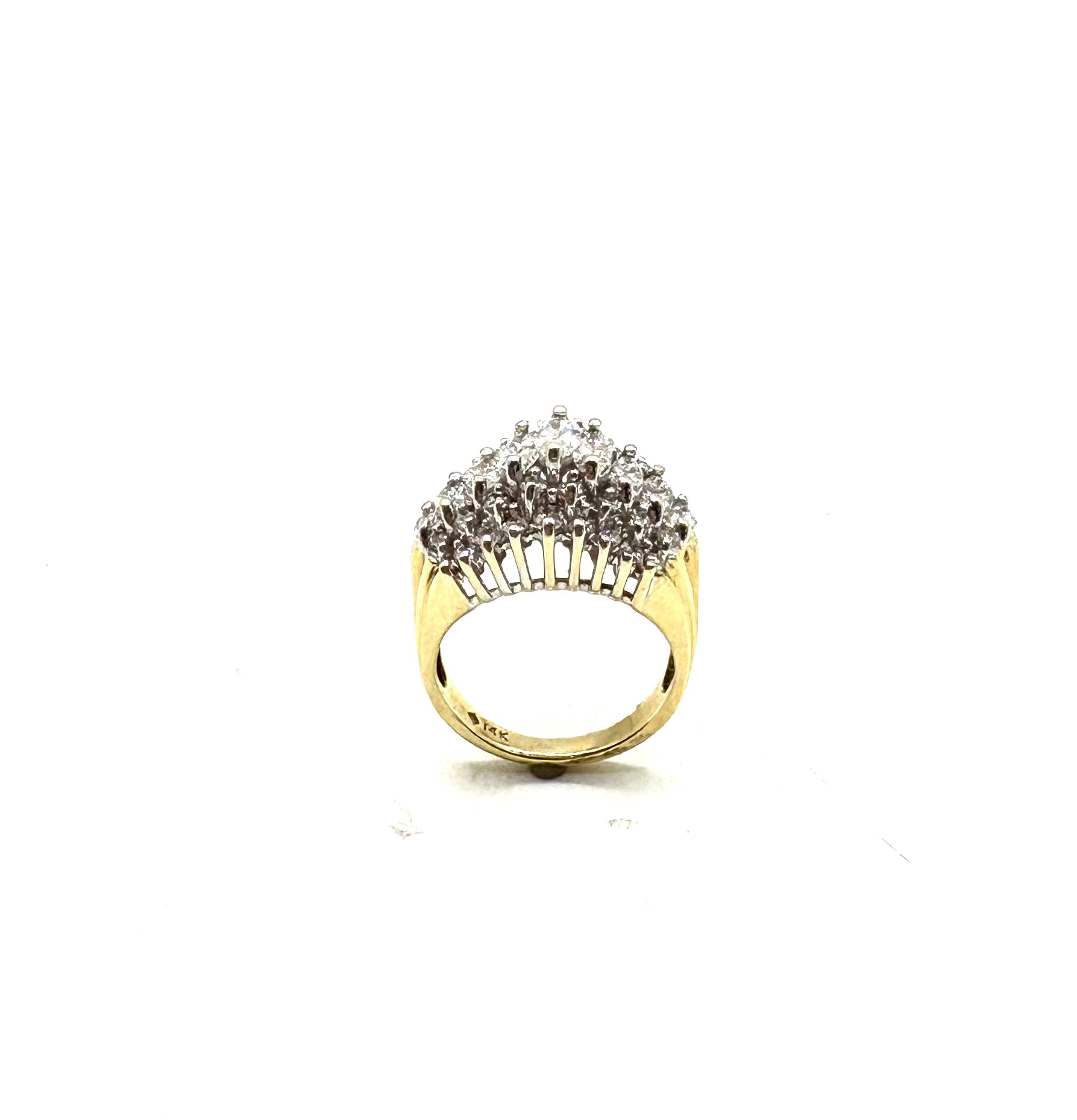 14K Yellow & White Gold Diamond 5-Row Stackable Ring for Women - Elegant Wedding Band, Anniversary Gift, or Everyday Luxury Jewelry