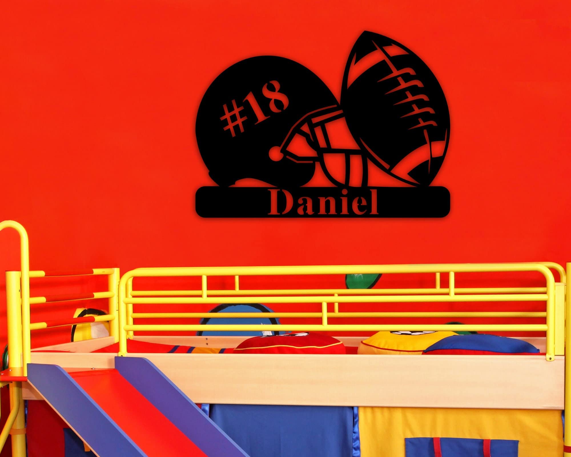 Personalized Football Name Sign - Custom Metal Nursery Decor for Kids - Perfect Gift for Football Lovers - Home, Bedroom, or Game Room Wall Art