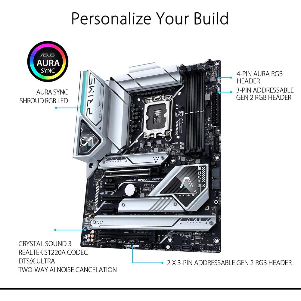 ASUS Prime Z790-A WiFi 6E ATX Gaming Motherboard - LGA 1700 Socket, DDR5, PCIe 5.0, AI Overclocking - Perfect for High-Performance PC Builds & eSports Gaming