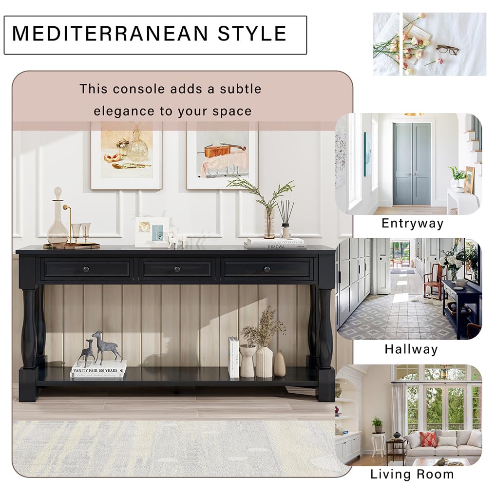 Rustic Farmhouse Console Table with Storage - 64