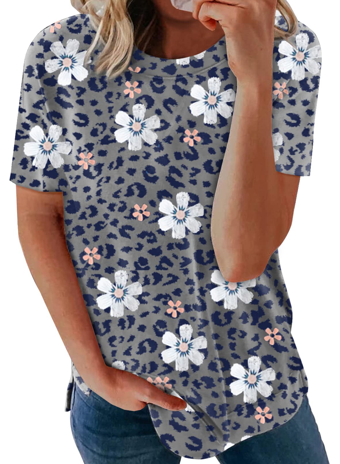 SHEWIN Women's Summer Tops - Casual Short Sleeve Loose Fit T-Shirt for Women | Comfortable Breathable Tee for Outdoor Activities, Beach Vacation & Daily Wear