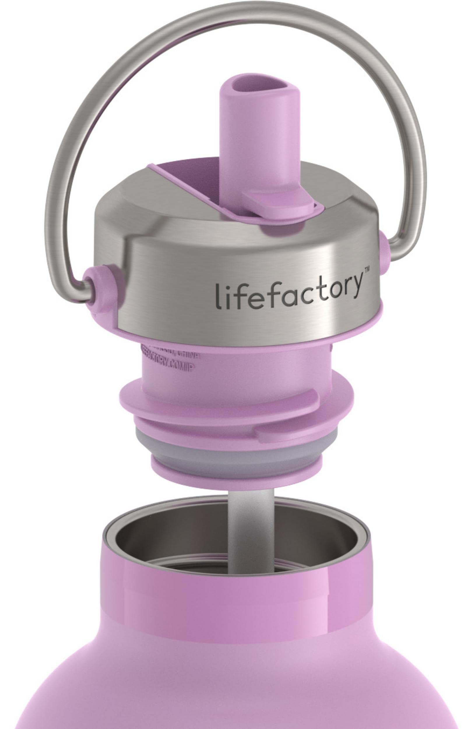 Lifefactory 32oz Stainless Steel Vacuum Insulated Water Bottle with Straw Lid - Leakproof BPA-Free Sports Drink Bottle for Gym, Hiking & Outdoor Activities - Pink