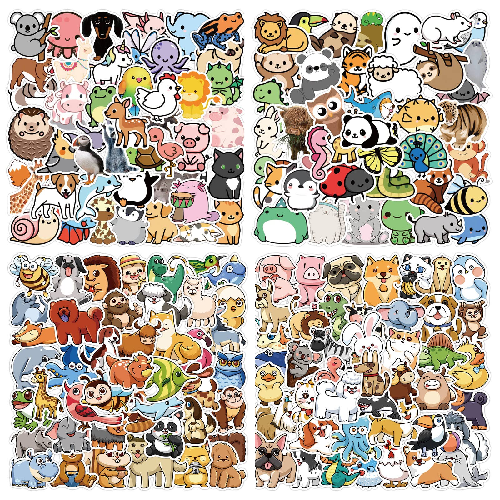 300pcs Cute Animal Stickers for Water Bottles, Laptops, Skateboards & Phones - Waterproof Vinyl Kawaii Decals for Kids & Teens - Perfect for School, DIY Crafts & Personalizing Accessories