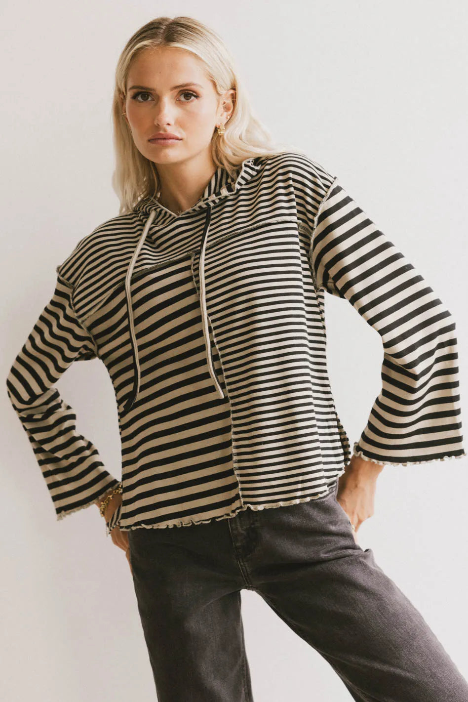 Libby Striped Hoodie for Women - Soft Cotton Pullover Sweatshirt with Kangaroo Pocket | Casual Loungewear, Fall & Winter Fashion, Outdoor Activities