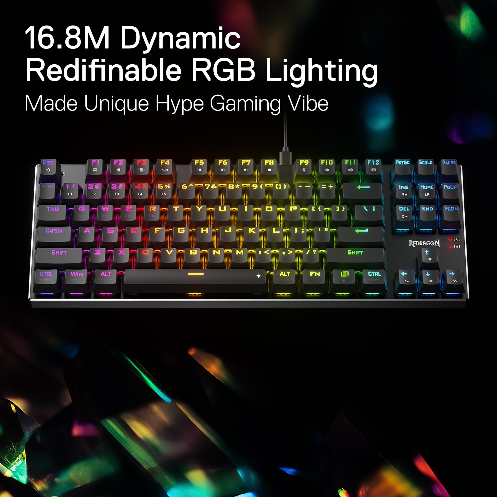 Redragon K556 TKL RGB Mechanical Gaming Keyboard - 87 Keys, Aluminum Base, Red Switch for Quiet Gaming