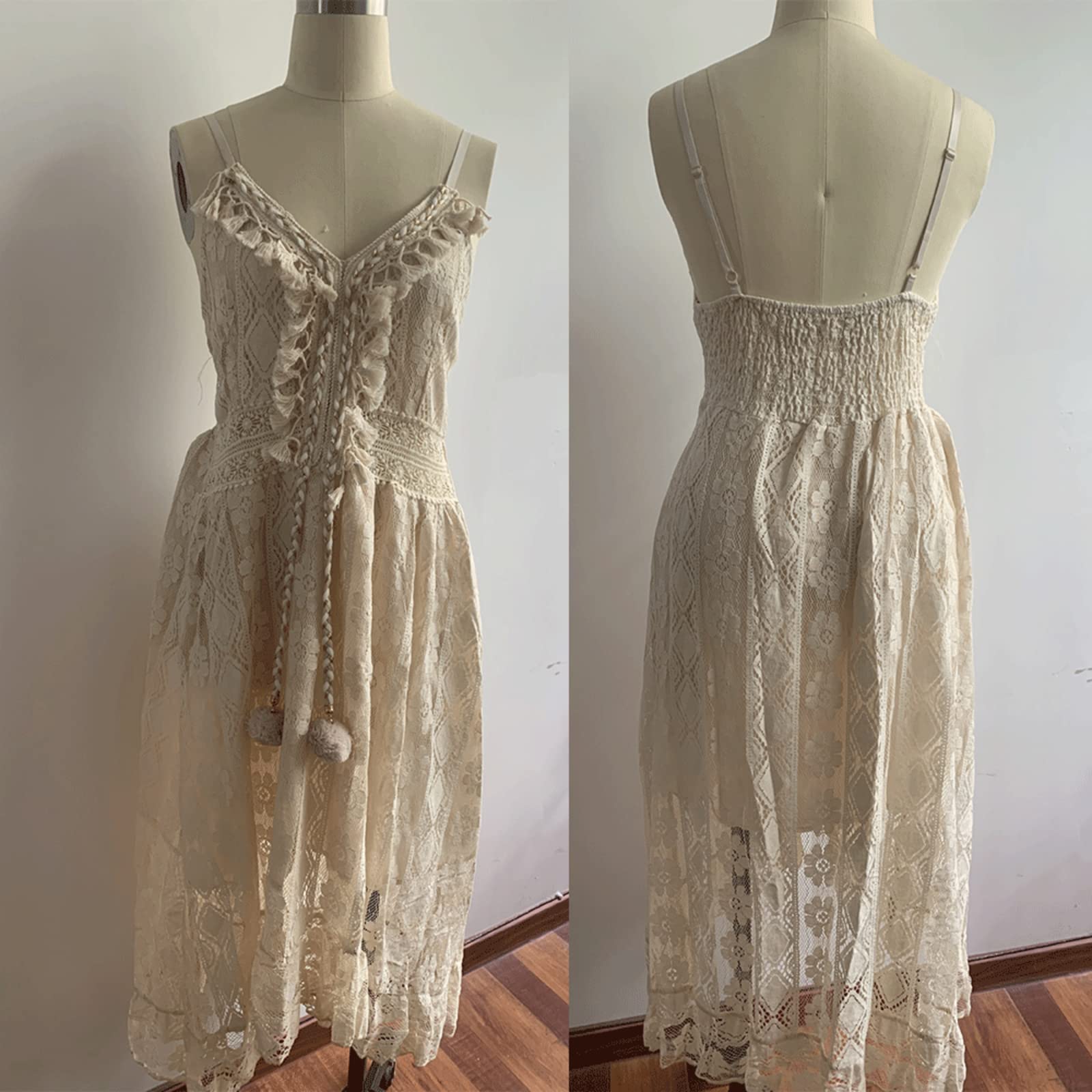 Women's White Lace Summer Dress - Sexy V-Neck Sleeveless Slip Dress & Short Sleeve Long Shirt for Beach, Vacation, Date Night and Casual Wear