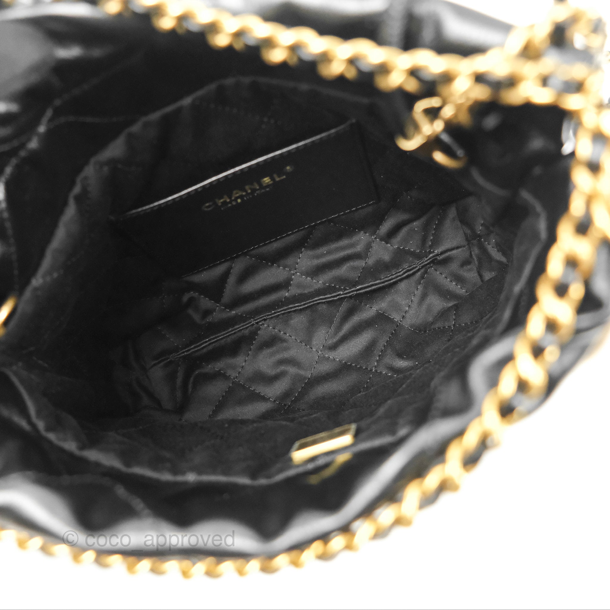 Chanel 22 Mini Bag Black Crumpled Calfskin Leather Crossbody Purse for Women | Luxury Designer Handbag for Date Night, Parties & Everyday Use