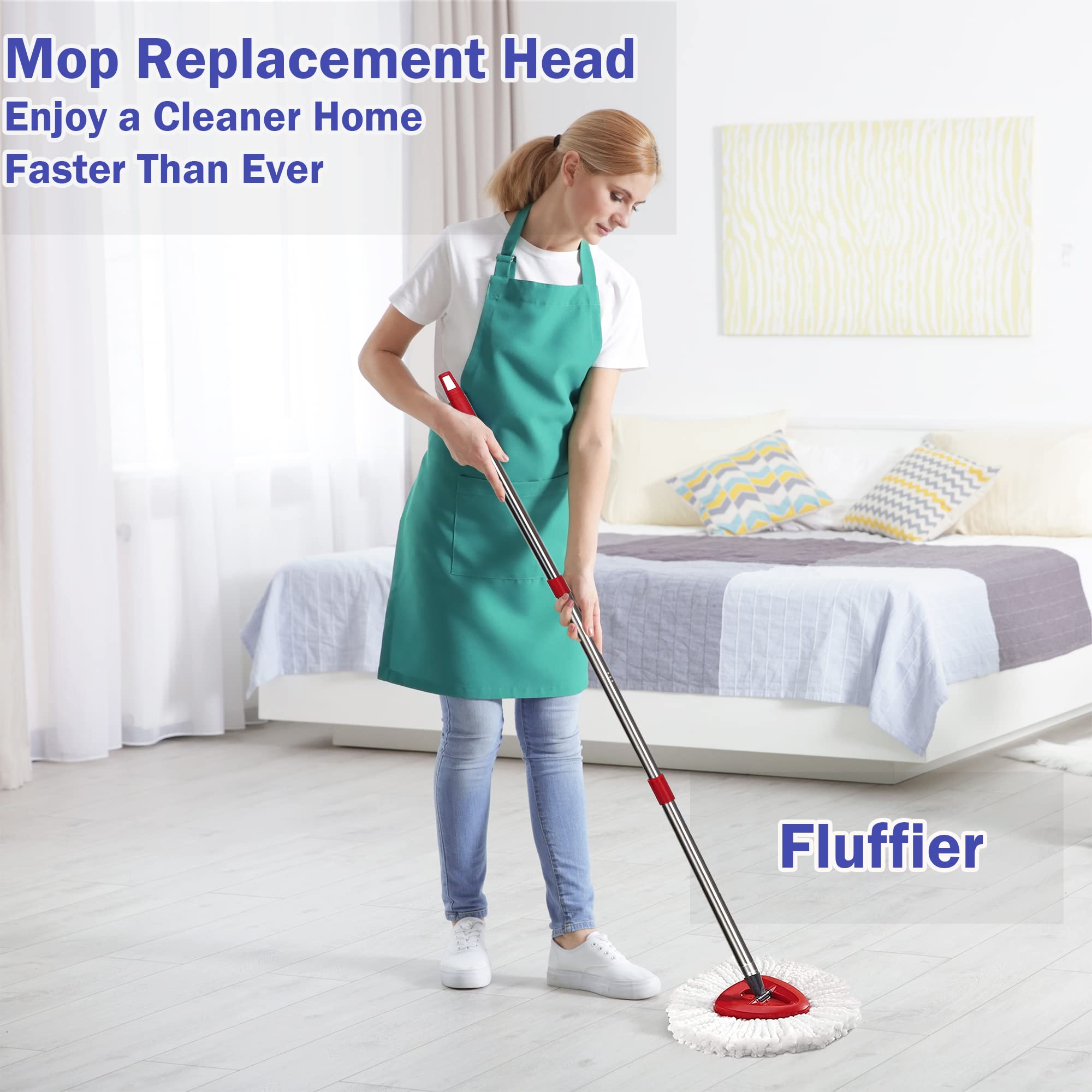6 Pack Spin Mop Replacement Heads - Compatible with O-Cedar Triangle Swivel Mops | Microfiber Deep Cleaning Refills | Machine Washable & Easy to Install | Perfect for Kitchen, Bathroom & Hard Floor Cleaning