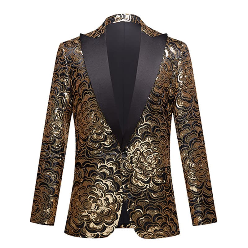 Men's Floral Embroidery Tuxedo Suit Jacket - Formal Prom Blazer with Elegant Embroidery for Weddings, Dinners & Special Occasions