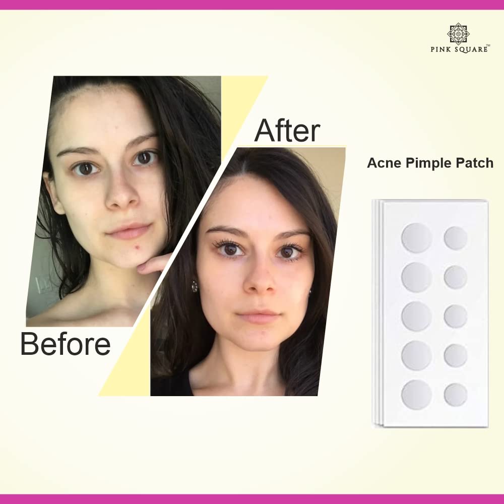 Pink Square Acne Pimple Patches - 24 Invisible Waterproof Hydrocolloid Spot Treatment with 2% Salicylic Acid (36 Count) for Men & Women - Overnight Pus Reduction & Acne Scar Healing - Perfect for Overnight Use, Travel, and Daily Skincare Routine