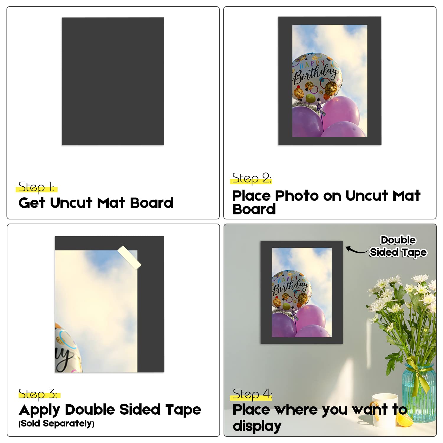 Golden State Art 11x17 Black Uncut Mat Board - Pack of 25 Acid-Free White Core Photo Mats for Framing Pictures & Artwork - Perfect for Home Decor, Gallery Displays & Professional Presentations
