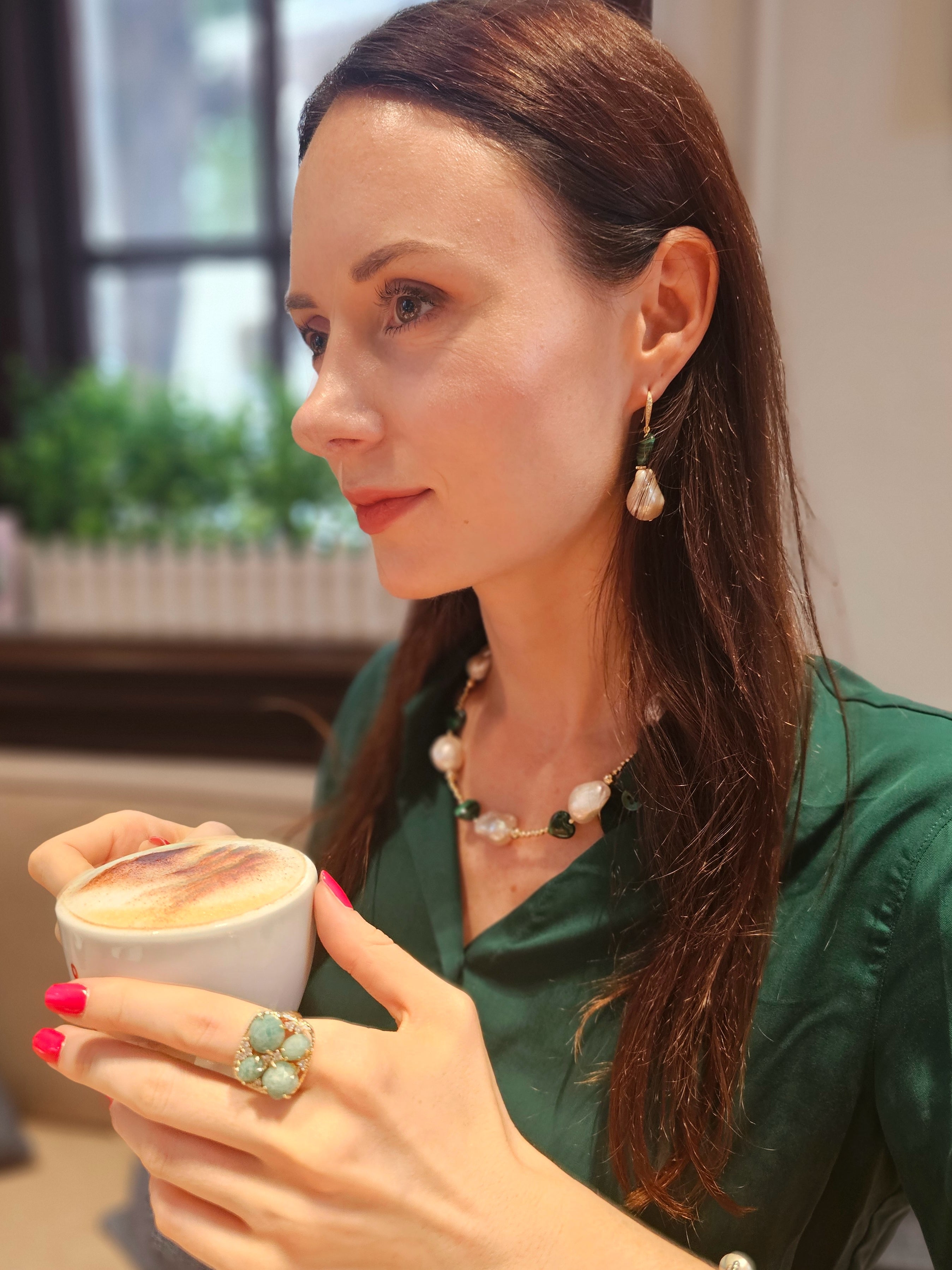 Amazonite Statement Ring - Elegant Silver Plated Adjustable Ring for Women | Perfect for Weddings, Parties & Everyday Wear