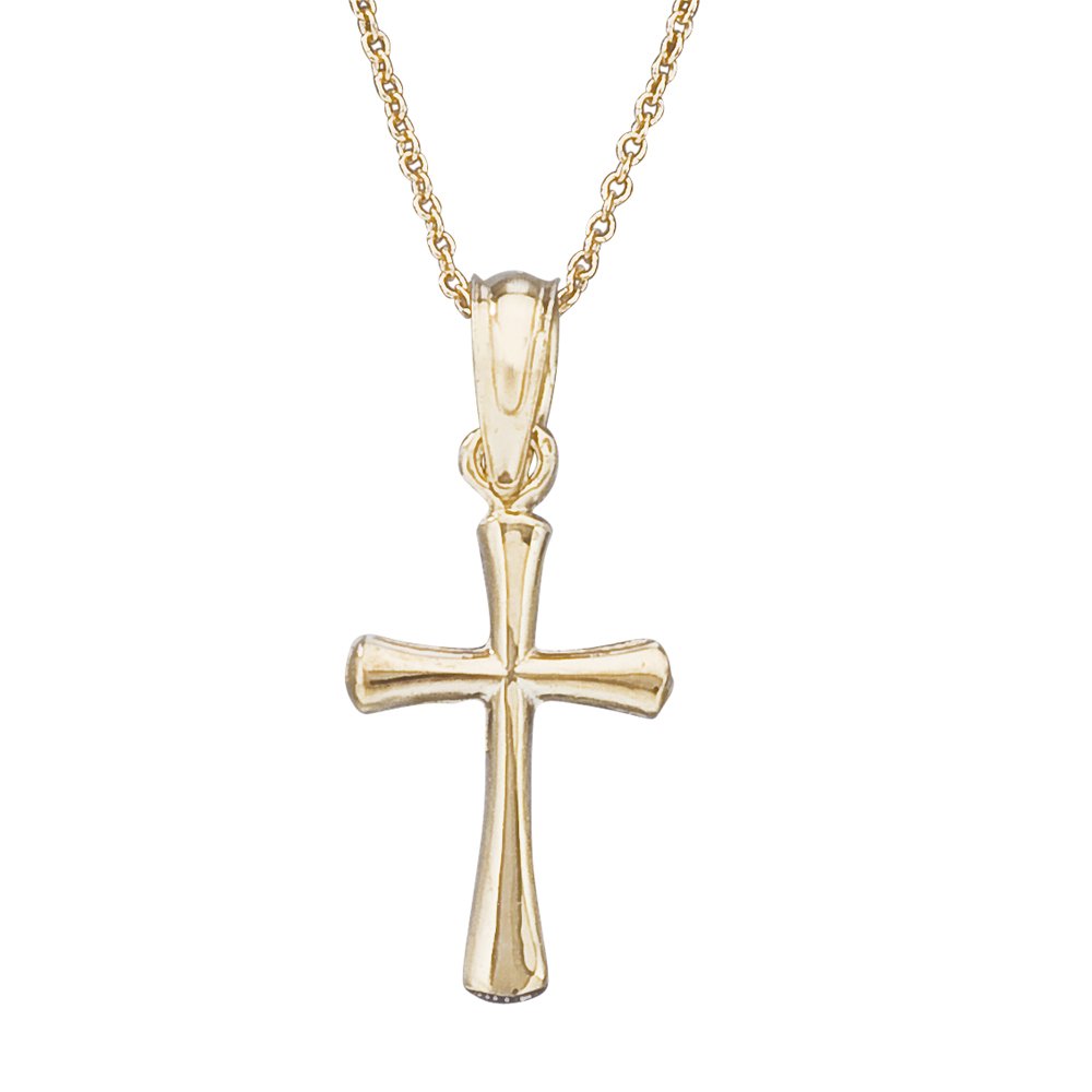 14K Gold Small Cross Necklace for Boys & Girls - Elegant Religious Jewelry Gift for Baptism, First Communion & Everyday Wear