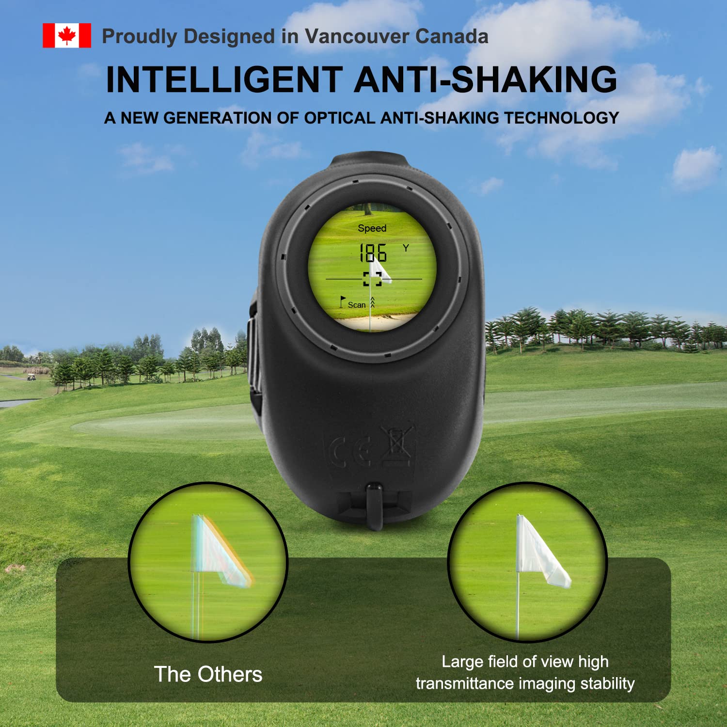 Fetch Falcon OLED Laser Golf Range Finder - 3rd Gen, 6X Magnification, High Precision Slope Mode with Scan, Flag Lock Vibration, 1000 Yard LCD Display (Black) | Perfect for Tournament Play & Course Navigation