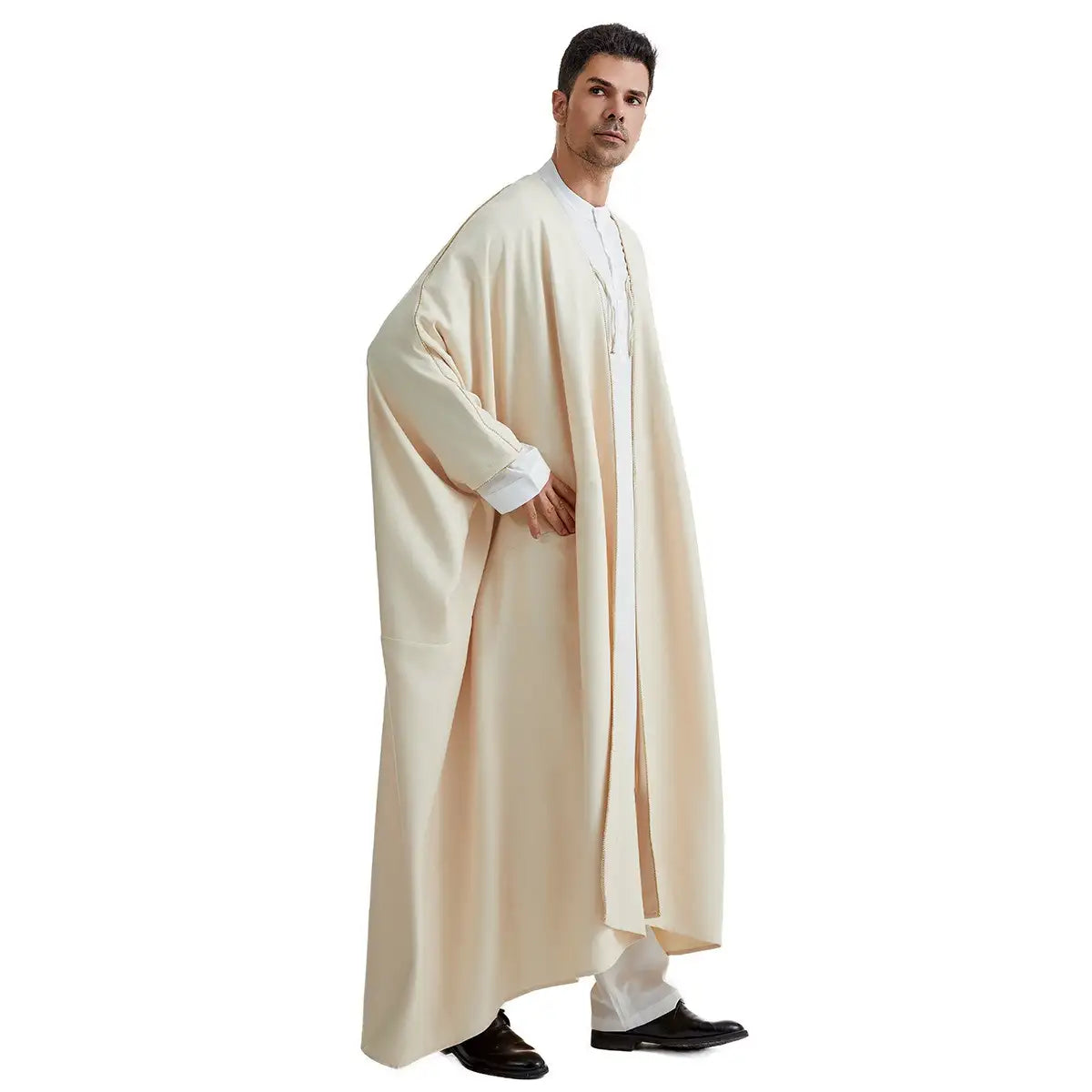 Premium Saudi Men's Bisht - Thick Fabric Abaya in Black, Beige, Coffee & Tan | Traditional Arabic Robe for Weddings, Eid & Special Occasions