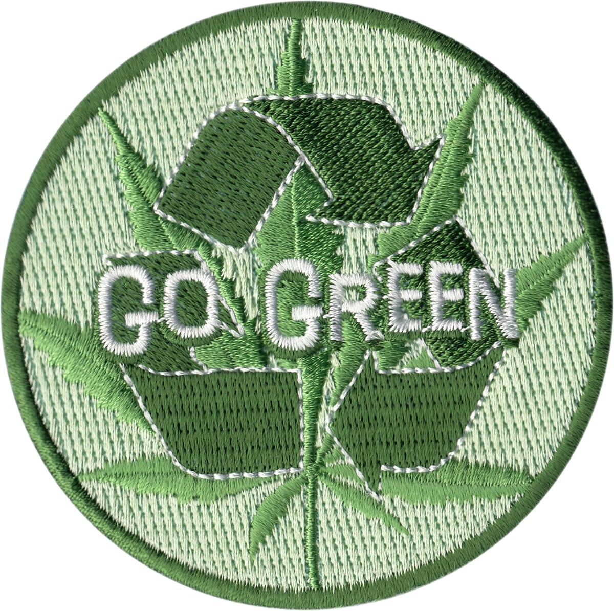 Eco-Friendly Pot Leaf with Recycle Symbol Embroidered Patch - Iron On or Sew On for Jackets, Bags & DIY Crafts | Sustainable Cannabis Accessory