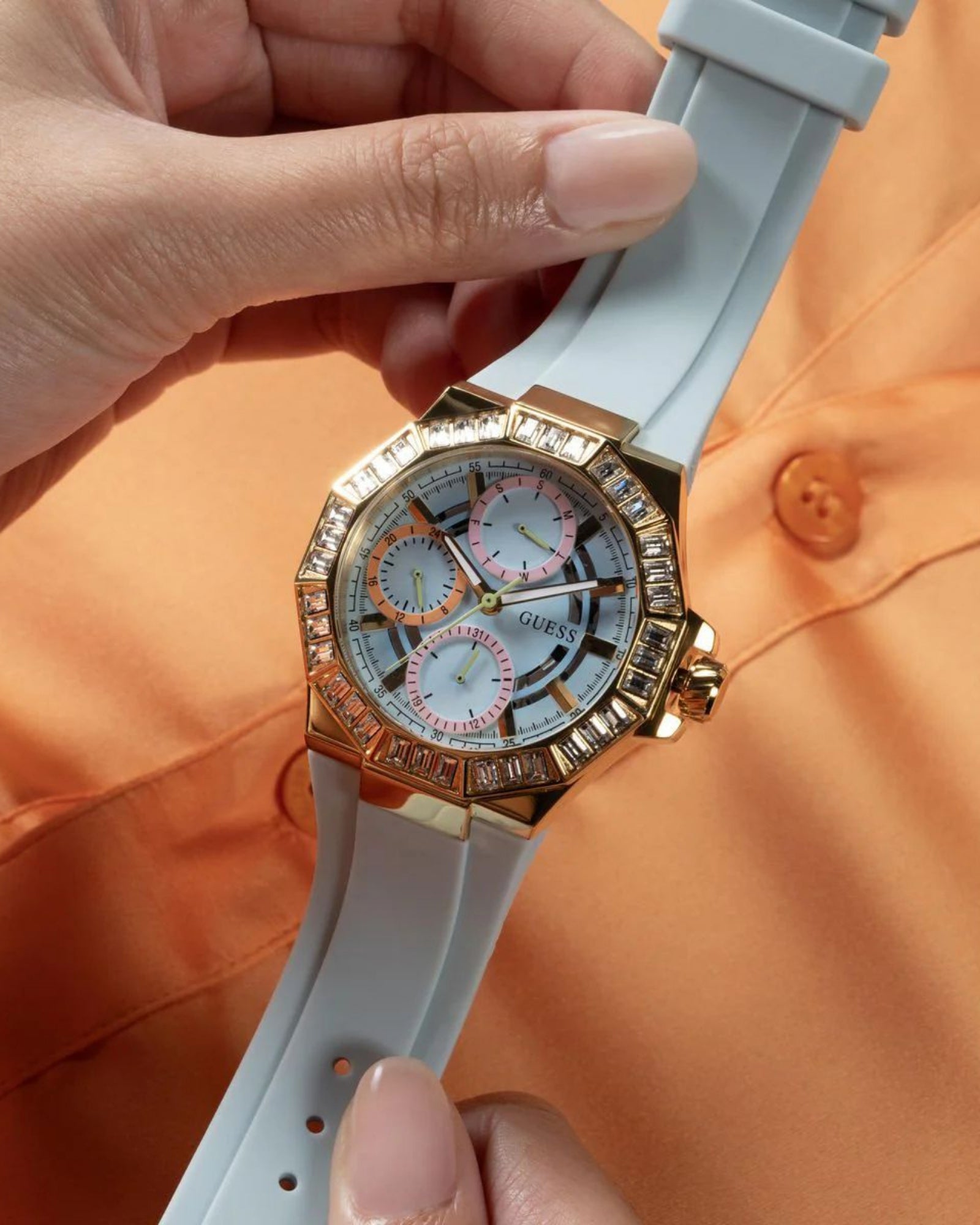 Luxury Gold Selene Crystal Silicone Watch for Women - Elegant Fashion Accessory for Everyday Wear, Office & Special Occasions