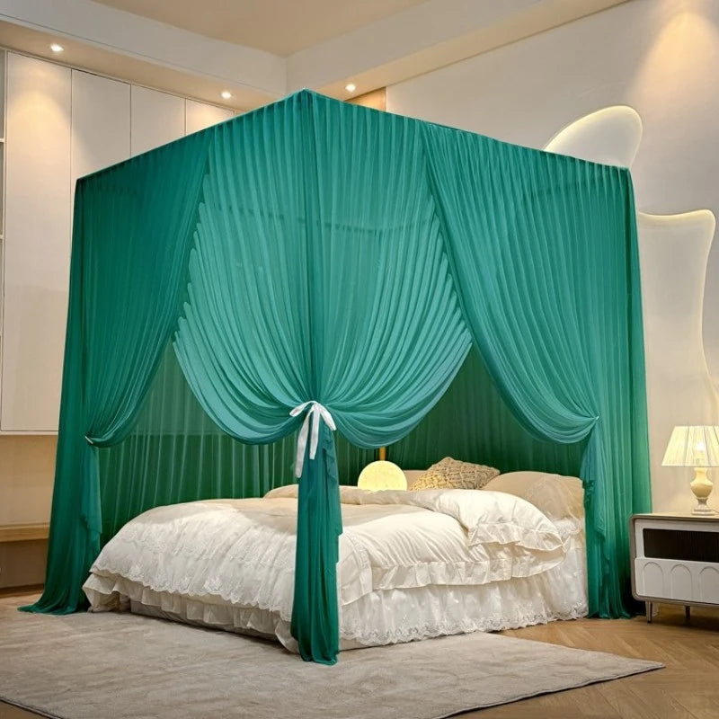 Luxury Silky Semi-Sheer Canopy Bed Curtain - Elegant Sheer Fabric for Romantic Bedroom Decor, Wedding, Nursery & Boho Chic Home Decor