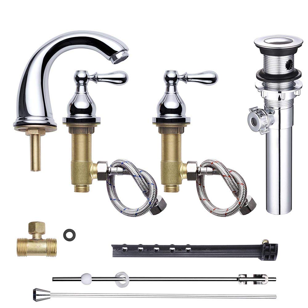Aquaterior 8 Inch Widespread Bathroom Faucet - 3 Hole Undermount Sink Faucet with 2 Handle Mixer Taps & Drain - Chrome Finish - CUPC, CEC, NSF Certified - Perfect for Modern Bathroom Vanities & Powder Rooms