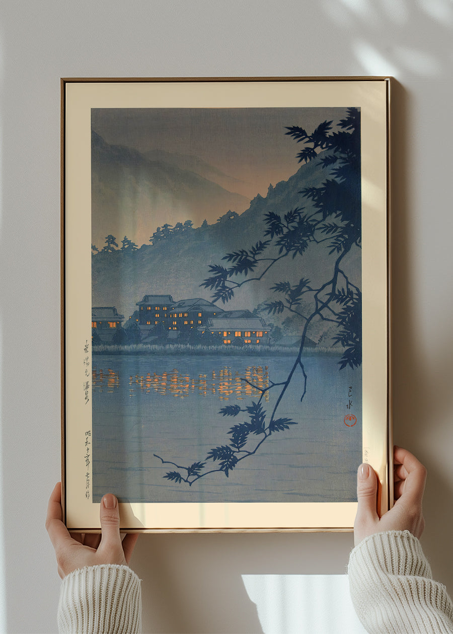 Yumoto Hot Spring Nikko Print by Hasui Kawase - Japanese Woodblock Art for Home Decor & Office Wall Art