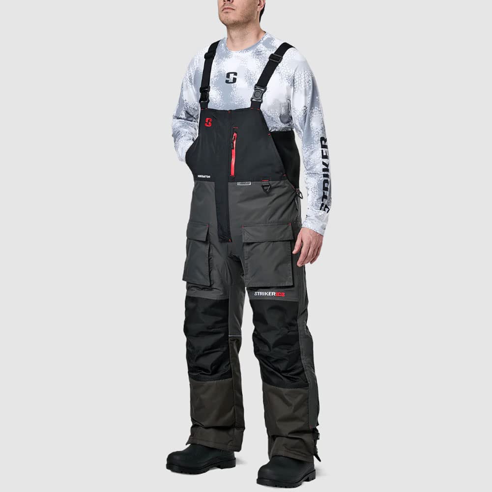 Striker Men's Predator Durable Windproof Water-Resistant Ice Fishing Bib Pants with Sureflote Flotation Technology - Winter Fishing Gear for Cold Weather & Outdoor Adventures